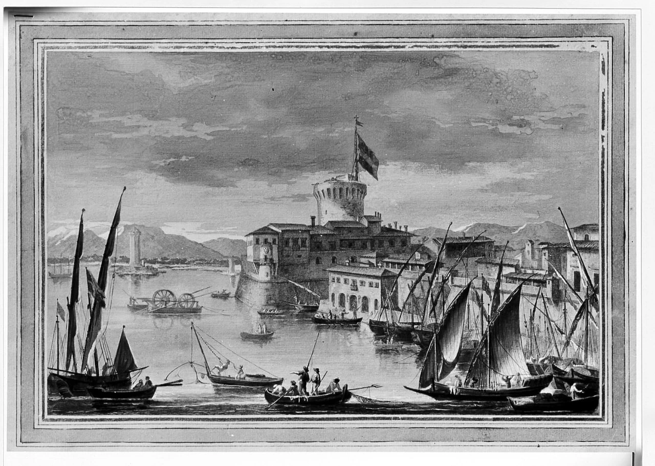 Veduta del molo di Livorno dalla parte degli Anelli - Palazzo Pitti, Firenze